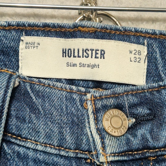 Hollister Slim Straight Mens Jeans 28x32 Medium Wash Blue Denim Stretch - Picture 3 of 9